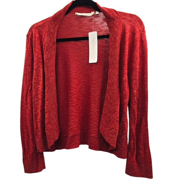 Soft Surroundings Cardigan Sweater Womens Large Orange Open Work Lightweight - Picture 1 of 8